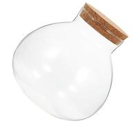 LALADEFIEE Botella Ecológica Redonda de Vidrio Tapón de Corcho 10x11 Cm para Micropaisaje y Plantas Suculentas DIY, Contenedor Transparente para Decoración del Hogar y Jardinería