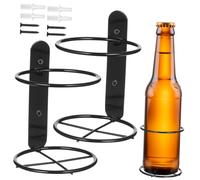 LALADEFIEE Botellero de Pared Individual para Vino, 2 Soportes Negros de Hierro, Montaje en Pared, para hogar, Bar y Tienda, diámetro Superior 8.7 cm, diámetro Inferior 9.5 cm