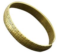 LALADEFIEE Brazalete abierto de latón vintage para mujer, pulsera de la suerte con caracteres chinos, adorno retro para muñeca, joyería artesanal ideal para regalos y ocasiones especiales