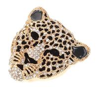 LALADEFIEE Broche con Cabeza de Leopardo Dorado con Incrustaciones de Gemas de Imitación Alfiler de Animal para Traje y Fiesta Accesorio Unisex Elegante y Moderno
