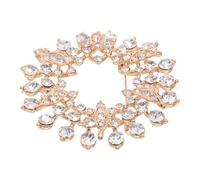 LALADEFIEE Broche de Aleación con Cristales de Imitación Pin Decorativo para Ropa de Mujer Accesorio Elegante para Vestidos Bodas y Navidad Diseño Dorado con Estilo Sofisticado