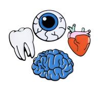 LALADEFIEE Broche De Órgano Creativo Forma De Cerebro, Corazón, Ojo y Diente Pin Novedoso De Metal Resistente Broches Para Mujer Para Chaquetas, Mochilas y Uso Diario Set 4 Piezas