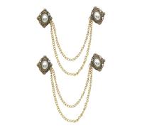LALADEFIEE Broches Vintage para Mujer Perlas y Cadena Dorada, Clip Decorativo para Suéter y Camisa, Aleación Resistente, 2 Piezas, Estilo Retro Clásico