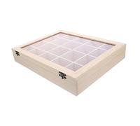LALADEFIEE Caja de Exhibición de Cristal para Minerales con Tapa Organizador de Madera para Colecciones Geológicas y Rocas Estuche Compacto para Almacenamiento y Exhibición de Especímenes y