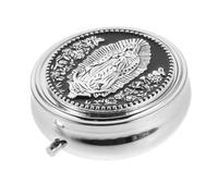 LALADEFIEE Caja de rosario Virgen María, estuche para recuerdos católicos redondo portátil y ligero, para oración y meditación en viaje, para comunión cristiana