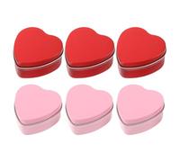 LALADEFIEE Cajas Metálicas en Forma de Corazón 6 Piezas Rojas y Rosas Mate 60X59X27 MM con Tapa Caja de Dulces de Hojalata Estuche para Pendientes para Velas Regalos de San Valentín