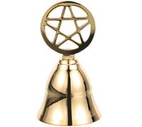 LALADEFIEE Campana de Mano Diseño Vintage Práctico y Seguro de Latón Dorado Pentagrama Timbre Multifuncional para Ceremonias de Tarot y Rituales para Restaurante