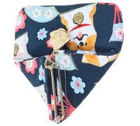 LALADEFIEE Cartera Mujer Monedero Gato Estilo Japonés Bolsa Algodón con Cierre Magnético y Diseño Triangular para Tarjetas y Monedas Azul con Estampado