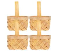 LALADEFIEE Cesta de Mimbre Pequeña Asa, Cesta Trenzada para Flores, Lote de 4 Unidades para Decoración de Mesa y Almacenamiento en Casa