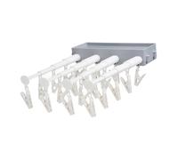 LALADEFIEE Colgador de Ropa Interior Extensible Montado Pared Rack Multiusos para Secado Clips Resistentes Ahorro de Espacio para Baño y Balcón Resistente al Agua y Óxido