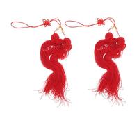 LALADEFIEE Colgantes de Borla Roja Pack de 2 para Espada de Tai Chi, Accesorio Versátil de Tela Diseño Fiable para Entrenamiento y Competición de Artes Marciales