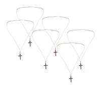 LALADEFIEE Collar de Cruz de Madera 6 Piezas Colgante de Crucifijo Católico Unisex Joyería Cristiana para Iglesia y Bautismo Accesorio Religioso para Mujer y Hombre Uso Diario y Eventos