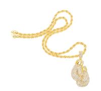 LALADEFIEE Collar de Guantes de Boxeo Hip Hop, Cadena Dorada de 5 Mm 24 Pulgadas, Colgante Deportivo para Hombre, Joyería Urbana para Uso Diario, Accesorio Moderno y Llamativo