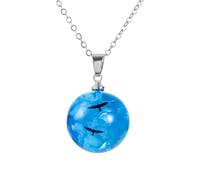 LALADEFIEE Collar de Resina Transparente Colgante Esférico de Nubes y Águilas Azules Corto Collar Creativo para Mujer y Niña Joyería Artística para Obsequio Especial