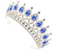 LALADEFIEE Corona Distintiva de Princesa con Gota de Agua Azul y Cristal Brillante Accesorio de Cabello Glamuroso para Bodas y Fiestas Tocado Nupcial Elegante y Exclusivo