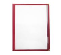 LALADEFIEE Cubierta de Menú Plegable Transparente A4 3 Páginas en Rojo, Accesorios para Bares y Pubs, Funda Protectora Resistente para Uso en Hostelería