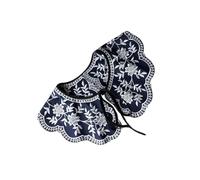 LALADEFIEE Cuello Falso Retro Bordado Mujer, Chal Decorativo Elegante, Tejido Transpirable, Accesorio Para Camisa y Suéter, Talla Única, Color Azul