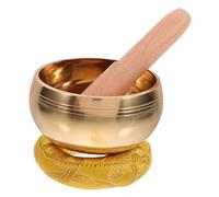 LALADEFIEE Cuenco Tibetano Estilo Nepal Cuenco Budista Hecho Mano Para Meditación Instrumento Curativo Madera y Cojín