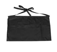 LALADEFIEE Delantal de Cintura Negro con 3 Bolsillos Grandes, Media Longitud, Poliéster Resistente, para Camareras y Cocineros en Restaurantes, Mandil Funcional y Cómodo