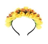 LALADEFIEE Diadema de flores con tulipanes para mujeres, tocado hecho a mano para bodas y fiestas, cómodo y ligero, accesorio perfecto para novias y fiestas