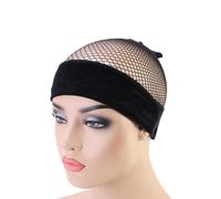 LALADEFIEE Diadema de Terciopelo Negra para Peluca Cierre de Gancho y Bucle Ajustable, Cubierta de Malla Transpirable E Invisible para Cabello Corto y Liso