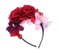 LALADEFIEE Diadema Floral Artificial con Rosas Realistas para Halloween y Día de Muertos Ligera y Flexible Tocado Mexicano para Fiestas y Disfraces