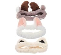 LALADEFIEE Diadema para Lavarse la Cara 3 Piezas, Banda Cabello de Tela Orejas de Gato y Café, Diadema de Maquillaje y Spa para Mujeres y Niñas, Protección Piel y Accesorios