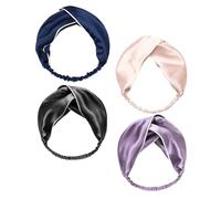 LALADEFIEE Diademas de Seda Elásticas 4 Piezas para Mujer Banda Ancha Sujeción Firme para Viajes y Lavado de Cara en Exterior Color Aleatorio