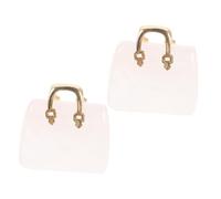 LALADEFIEE Escultura de Bolso de Cristal Natural Rosa 2 Piezas, Mini Adorno de Piedra Decorativa para Escritorio, Decoración de Hogar Artesanal y Elegante, Tamaño Compacto para Manualidades