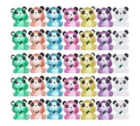 LALADEFIEE Figuras de Panda Luminosas de Resina Miniatura Set de 35 Piezas Multicolor Púrpura Azul Rosa Verde Naranja Fucsia Marfil Decoración para Interiores Jardines y Micro