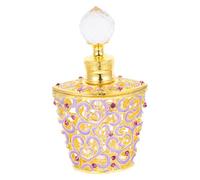 LALADEFIEE Frasco De Perfume De Vidrio Vintage 10 Ml Para Aceites Esenciales Compacto Para Viaje Decoración Hogar Diseño Árabe Esmalte Púrpura