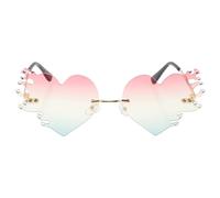 LALADEFIEE Gafas de Fiesta para Disfrazarse Gafas de Sol para Mujer y Hombre Rosa sin Montura, Metal y Pc, Ligeras, Diseño de Llamas y Corazones, para Fotos y Carnavales