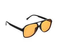 LALADEFIEE Gafas de Sol Unisex Vintage con Lente Tintada Marco Grande Doble Puente Negro y Amarillo Accesorio para Exteriores y Diario