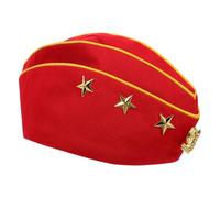 LALADEFIEE Gorra Militar Rusa Sombrero de Baile Rojo de Tela, Forma de Barco, Cosido Fino, Portátil, para Fiesta Temática y Maquillaje