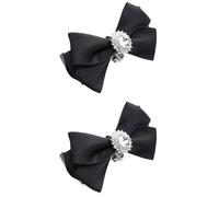LALADEFIEE Hebillas Decorativas para Zapatos de Novia Desmontables Adornos Lazo y Pedrería Tela y Aleación de Zinc Color Negro 1 Par para Decoración de Zapatos Planos y Tacones Altos