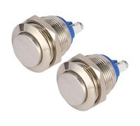 LALADEFIEE Interruptor de Botón Metálico Momentáneo de 19 Mm, 2 Piezas, Acero Inoxidable, Control de Circuito para Audio y Contactor