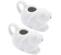 LALADEFIEE Jarras de Cerámica para Espumar Leche y Café Juego de 2 Unidades Jarra Pequeña para Crema Diseño de Conejo Recipiente para Salsa y Condimentos Apta para Cocina y Servir
