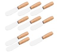 LALADEFIEE Juego de 10 Cuchillos para Untar Mantequilla Mango de Madera, Espátulas de Acero Inoxidable para Hornear y Raspar Crema, Utensilios de Cocina Multiusos para Color Color Aleatorio