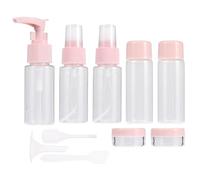 LALADEFIEE Juego de 11 Botellas Recargables para Cosméticos de Viaje, Organizador de Líquidos Pet Rosa, Adecuado para Champú, Crema y Gel en Viajes