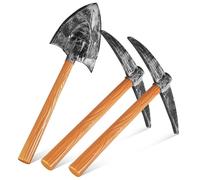 LALADEFIEE Juego de 3 Accesorios de Utilería para Disfraz de Minero, Picos Cruzados y Pala Falsa de Espuma, Color Marrón, para Carnaval, Cosplay y Actuaciones en Escenario