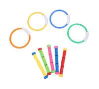 LALADEFIEE Juguetes de Buceo para Piscina 9 Piezas Anillos y Palos de Entrenamiento para Niños de 4 a 12 Material Seguro para Aprendizaje de Natación