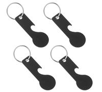 LALADEFIEE Llavero Ficha de Carrito Colgante 4 Piezas de Acero Inoxidable Negro, Compacto y Portátil, Abridor de Botellas Clásico para Uso Diario