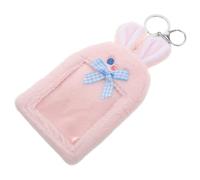 LALADEFIEE Llavero Porta Credencial de Peluche Forma de Conejo Kawaii Estuche Protector para Tarjetas de Autobús y Crédito Accesorio Ligero y Portátil para Niñas Mujeres y Fans de K-Pop