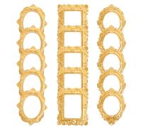 LALADEFIEE Marcos de Fotos Mini Dorados 15 Piezas para Decoración de Casa de Muñecas Accesorios DIY Vintage Pequeños Marcos de Resina para Diseño de Mini Casas y Manualidades