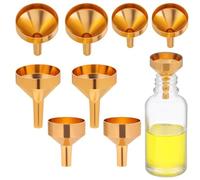 LALADEFIEE Mini Embudos Pequeños de Metal para Aceites Esenciales y Botellas Pequeñas Dorado, con Goteros de 3ml Llenado Preciso de Líquidos y Perfumes