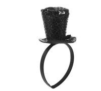 LALADEFIEE Mini Sombrero de Copa Negro con Lazo de Lentejuelas Diadema Ajustable para Fiesta de Té Disfraz de Halloween y Cosplay Accesorio Navideño para Mujer y Adolescente