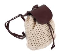 LALADEFIEE Mochila de Ganchillo Tejida a Mano para Mujer Bolso Pequeño de Poliéster y PU Diseño Calado Transpirable Mochila Boho Multifuncional para Playa Escuela y Uso Diario