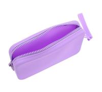 LALADEFIEE Neceser Pequeño Rectangular De Silicona para Mujer, Organizador Portátil De Maquillaje y Pasaporte, Resistente Al Agua, Liviano para Viaje, Color Morado