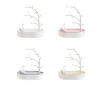 LALADEFIEE Organizador de Joyas Rosa Diseño Elegante en Abs, Soporte para Anillos y Collares Inspirado en Cisne y Ramas, Adecuado para Mujeres y Niñas