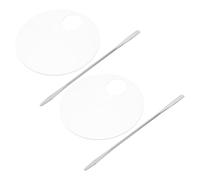 LALADEFIEE Paleta de Maquillaje Transparente 2 Juegos, Herramienta para Mezclar Pigmentos con Espátula, Bandeja Cosmética Redonda para Base, Kit de Mezcla para Uso Profesional y Viajes